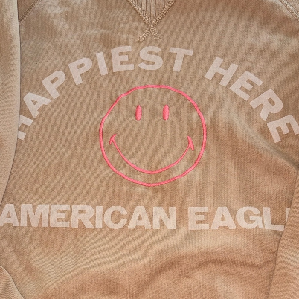 American Eagle Tan Sweatshirt with Black Text